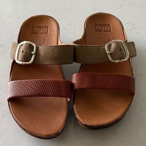 FitFlop Lulu Adjustable Leather Slides Size 8 Woman’s